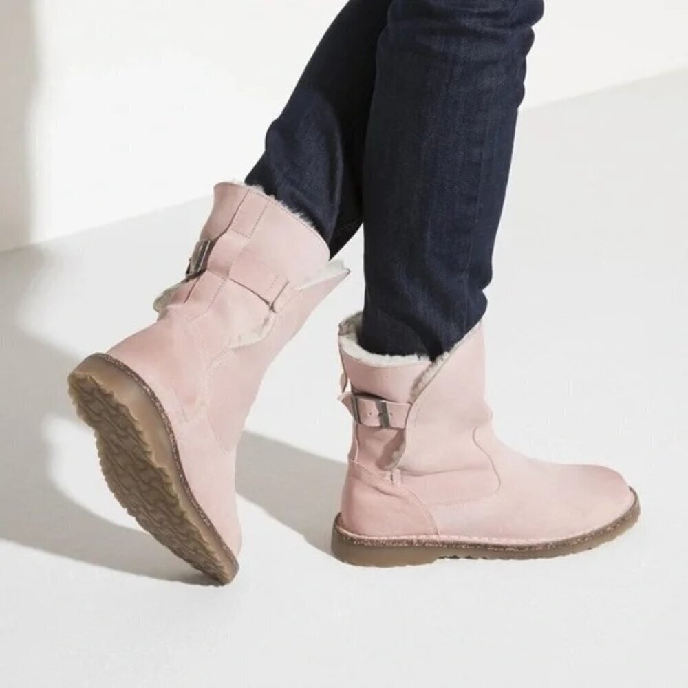 Birkenstock Uppsala Shearling Suede Leather Pink Boots Women's US 36 US 5